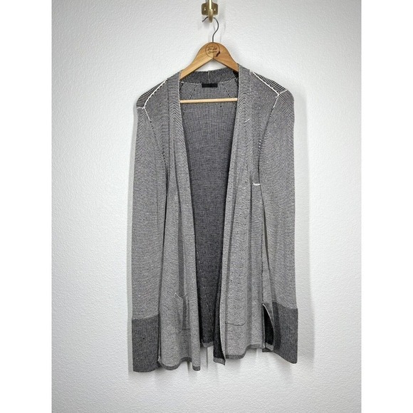ATM Anthony Thomas Melillo Sweaters - ATM Waffle Stitch Cardigan Sweater Small S Black White Knit